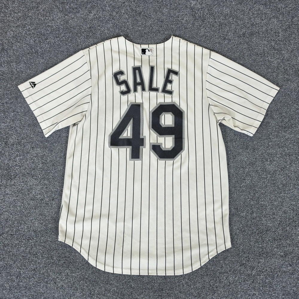 Majestic Chicago White Sox Chris Sale 49 Pinstripe Cool Base Jersey Mens Medium